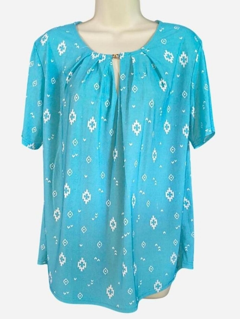Jon & Anna Teal Short Sleeve Printed Blouse